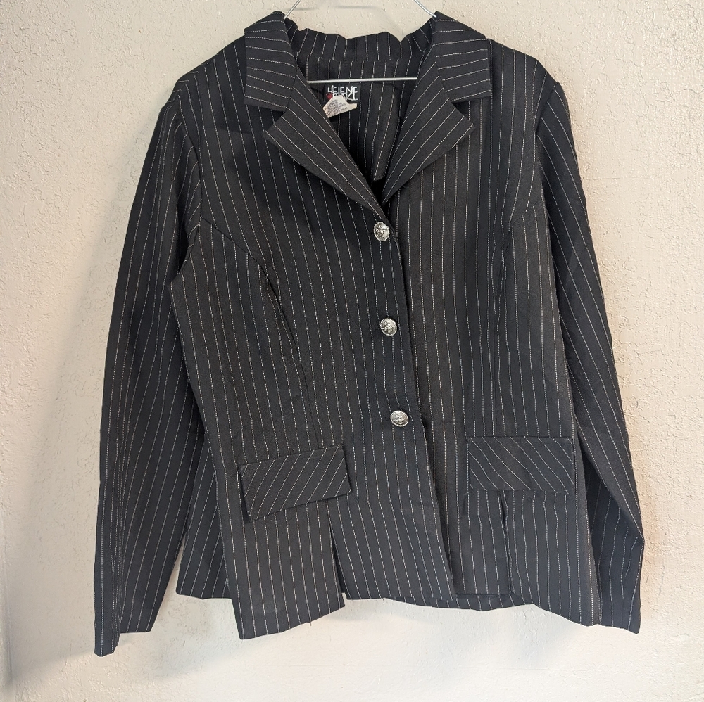 Y2K Pinstripe Blazer Jacket L 14 Vintage Maximalist Whimsigoth Goth Rave Grunge